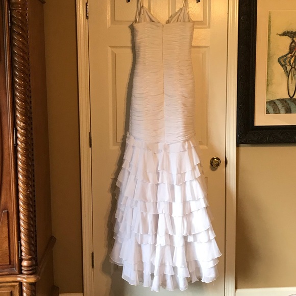 Alyce Designs White Chiffon Evening Gown size 8 - Picture 7 of 16